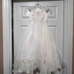 Elegant White Floral Kids Dress